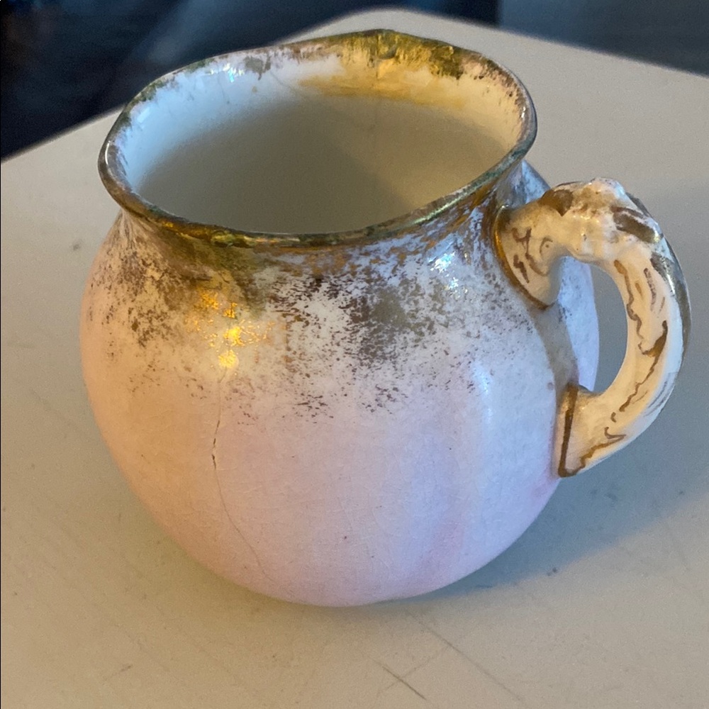 Homer Laughlin Pink Ceramic Mug with Gold Trim